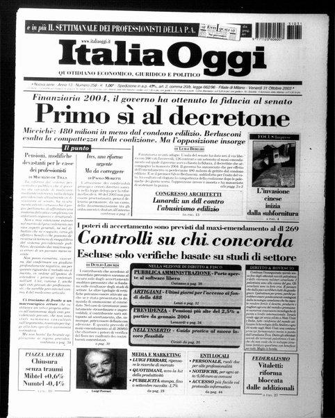 Italia oggi : quotidiano di economia finanza e politica